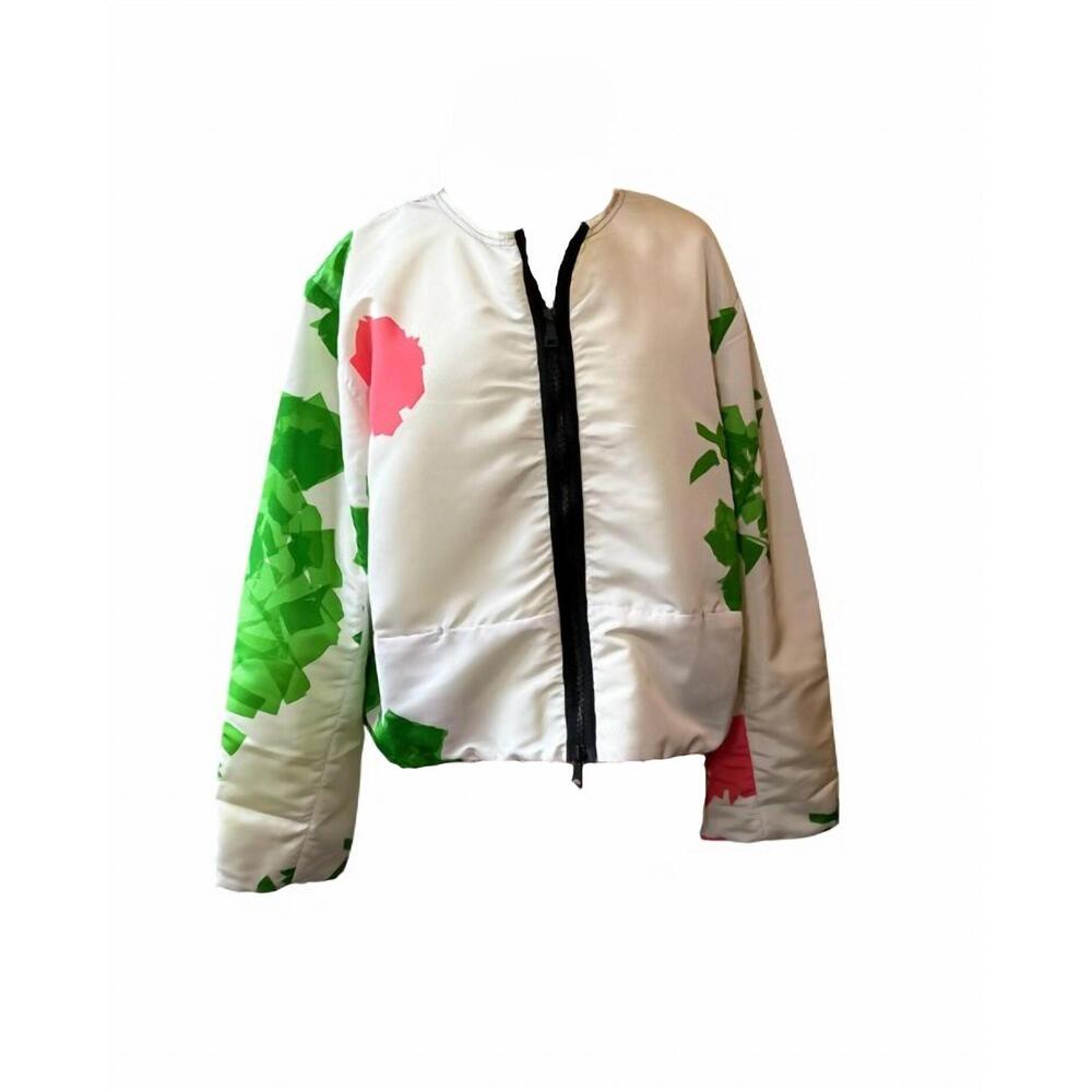 NEW ROHKA women's cropped bomber jacket in green rose/taffeta